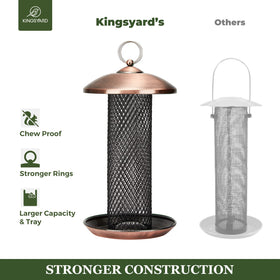 Kingsyard rust-resistant finish protects feeding area from weather.