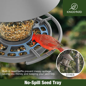 Kingsyard 4 lb capacity feeder stores seed for longer backyard sessions