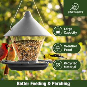 Kingsyard feeder with seed guard reduces spills and attracts cardinals goldfinches and chickadees