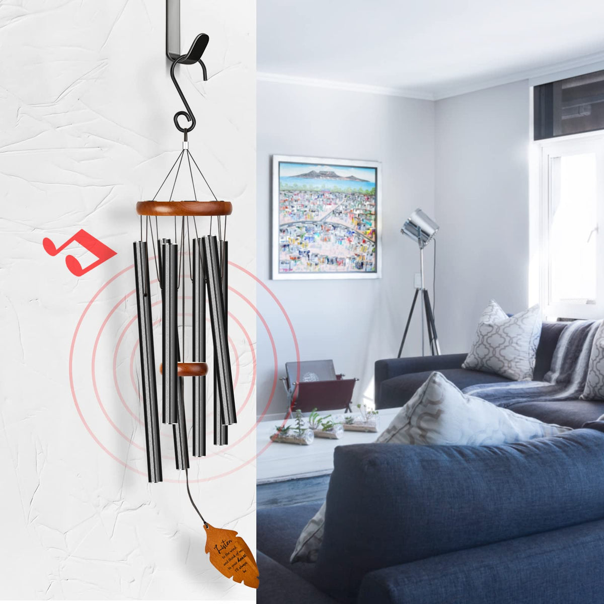 Kingtto Outdoors wind chimes in garden display creating a calm focal point.