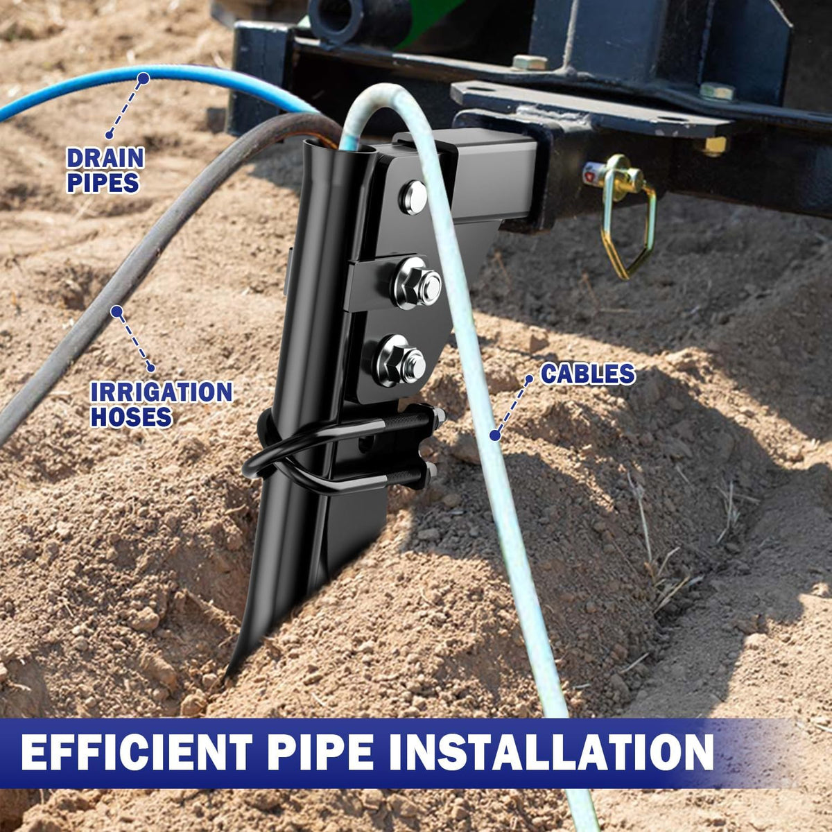 Pipe and cable laying with Kingway Pipelayer attachment in action.
