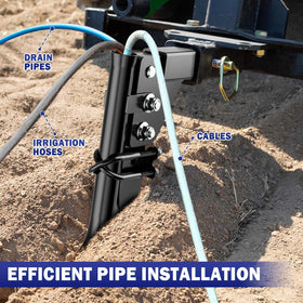 Pipe and cable laying with Kingway Pipelayer attachment in action.