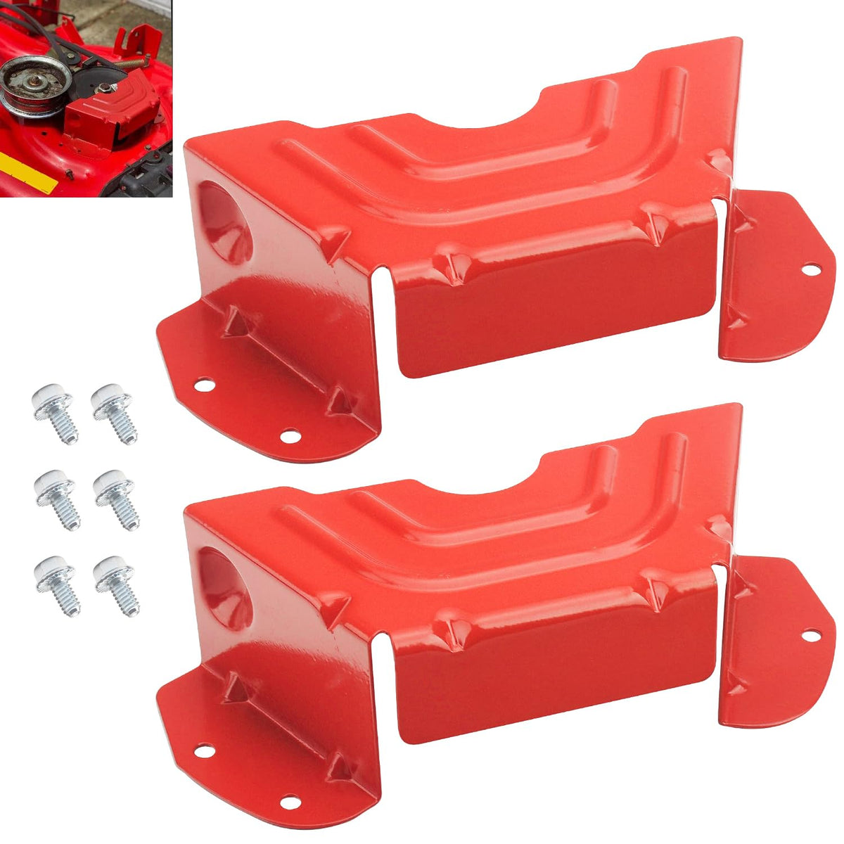 KINTLE deck spindle guard cover in red protecting the pulley area from debris.