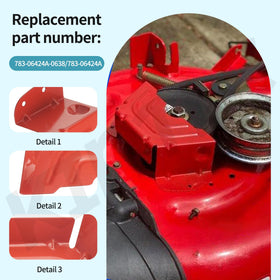 KINTLE 783-06424a-0638 spindle guard guards the pulley on red cover.