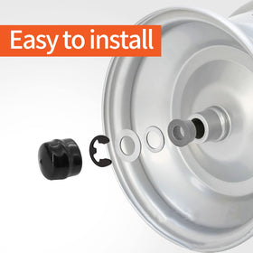 Kipa front-wheel axle spindle retainer demonstrates easy twist-in installation.