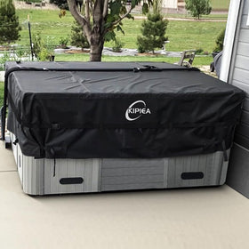 Kipiea 600D hot tub cover packaged with 3-year replacement warranty.