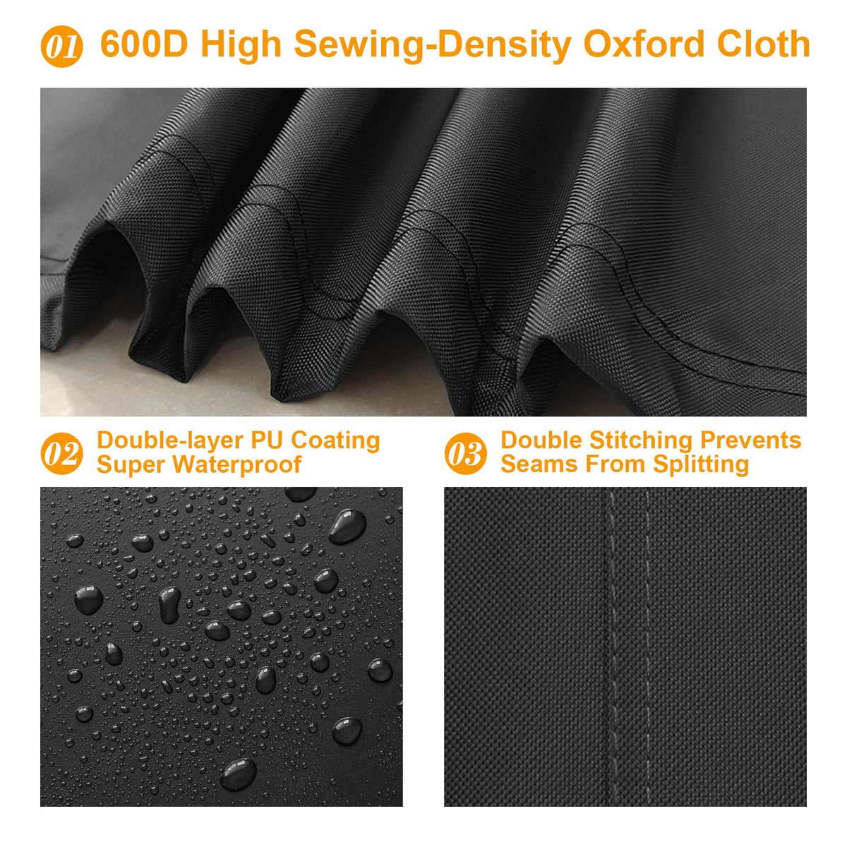 Kipiea cover uses 600D Oxford fabric for durable, water-resistant protection
