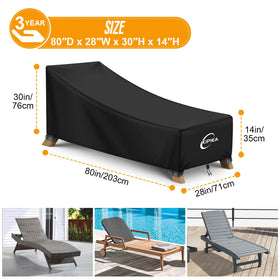 Kipiea outdoor chaise cover with windproof buckles stays secure in windy conditions