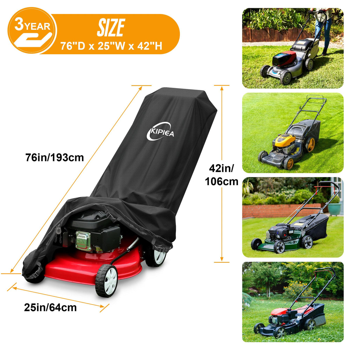 Kipiea cover with UV resistance shields the mower from sun damage