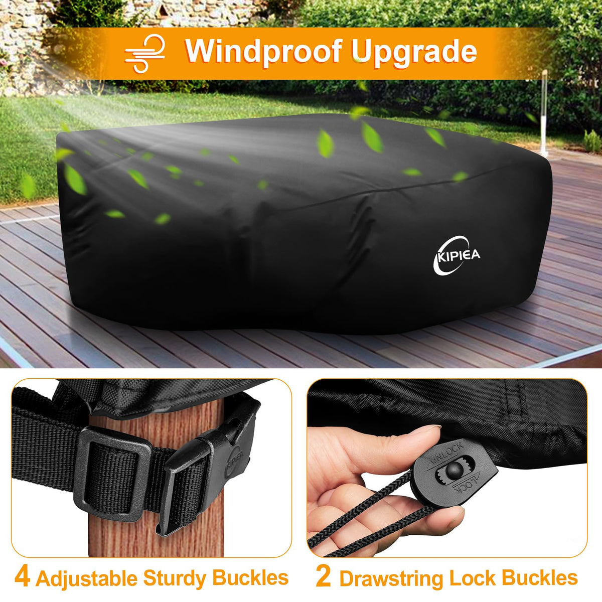 Kipiea outdoor cover stored in included bag for easy storage