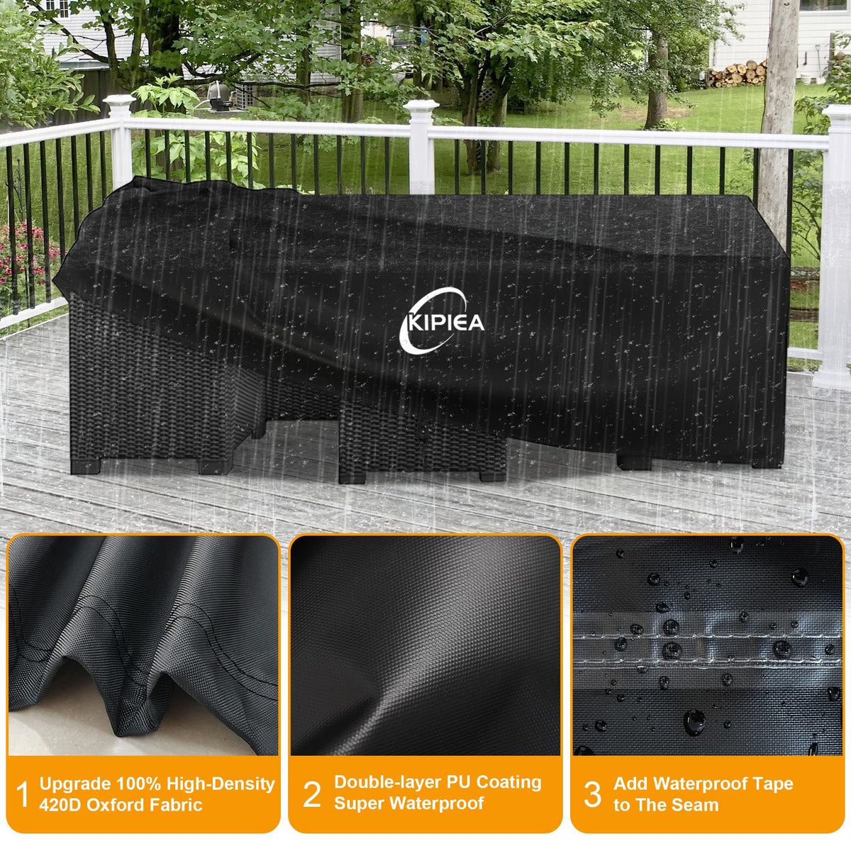 Kipiea UV-resistant Oxford fabric shields outdoor furniture from sun fade