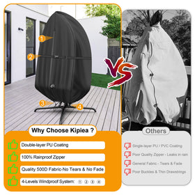 Kipiea patio egg chair cover durable 500D oxford fabric withstands outdoor use.