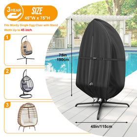 Kipiea patio egg chair cover wind-proof straps stabilize your chair in gusty conditions.