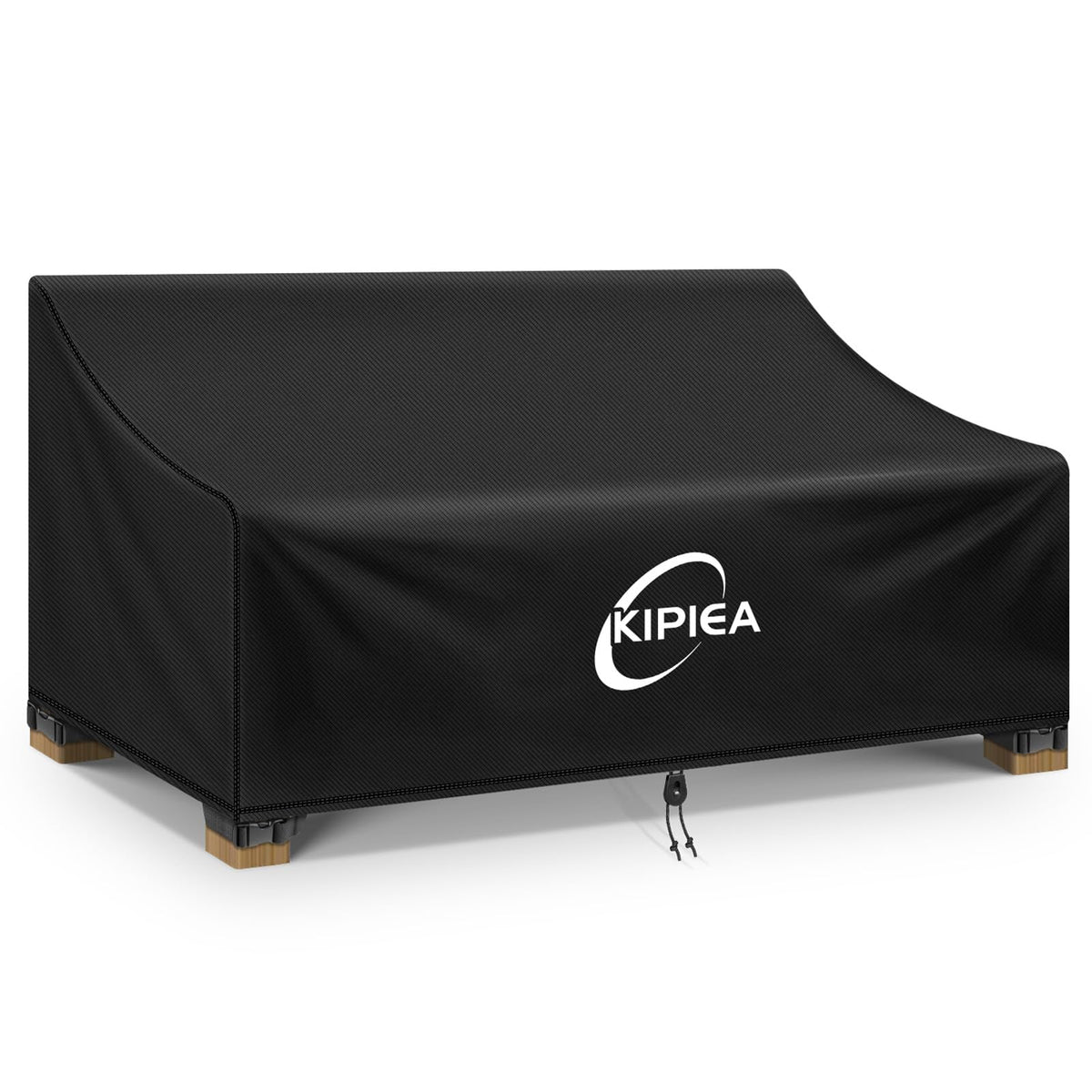 Kipiea patio sofa cover on a couch protecting it from the elements