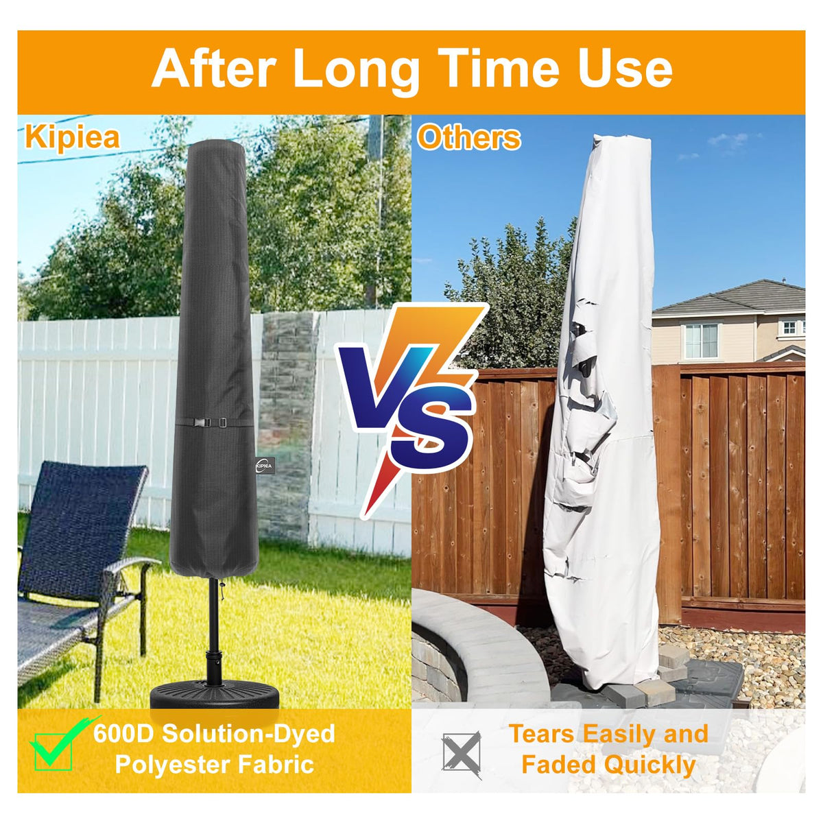 Kipiea foldable 70-inch pole shown for easy setup and removal.