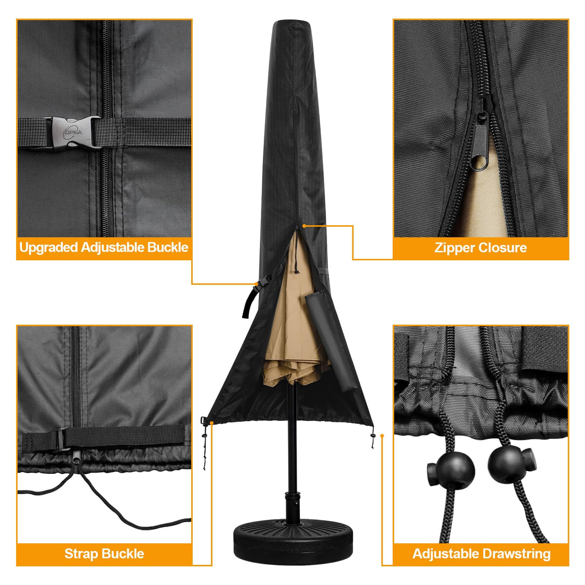 Kipiea UV-resistant fabric detail helps prevent color fading.