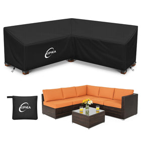 Kipiea patio V-shaped sectional cover fitted on sofa protecting against rain