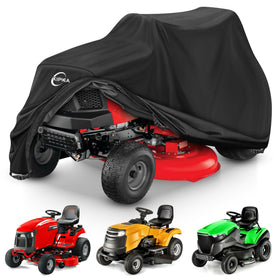 Kipiea riding mower cover in 600D fabric protecting a lawn tractor outdoors