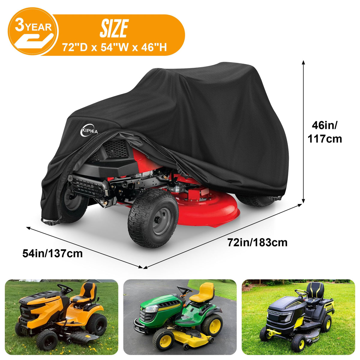 Kipiea mower cover with buckle-wheels system securing on mower