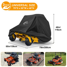 Kipiea Zero Turn Mower Cover shows two drawstrings for snug weather seals.