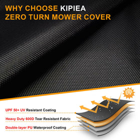 Kipiea cover's durable 600D fabric resists cracking and fading outdoors.