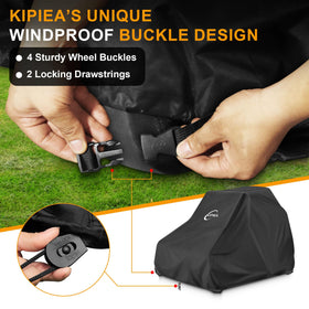 Kipiea Zero Turn Mower Cover features sealed seams for snow and dew protection.