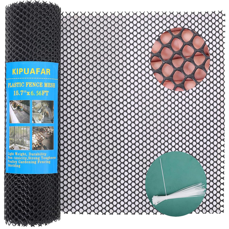 Kipuafar pet proof barrier net closeup in black highlights durable, rust-resistant mesh.