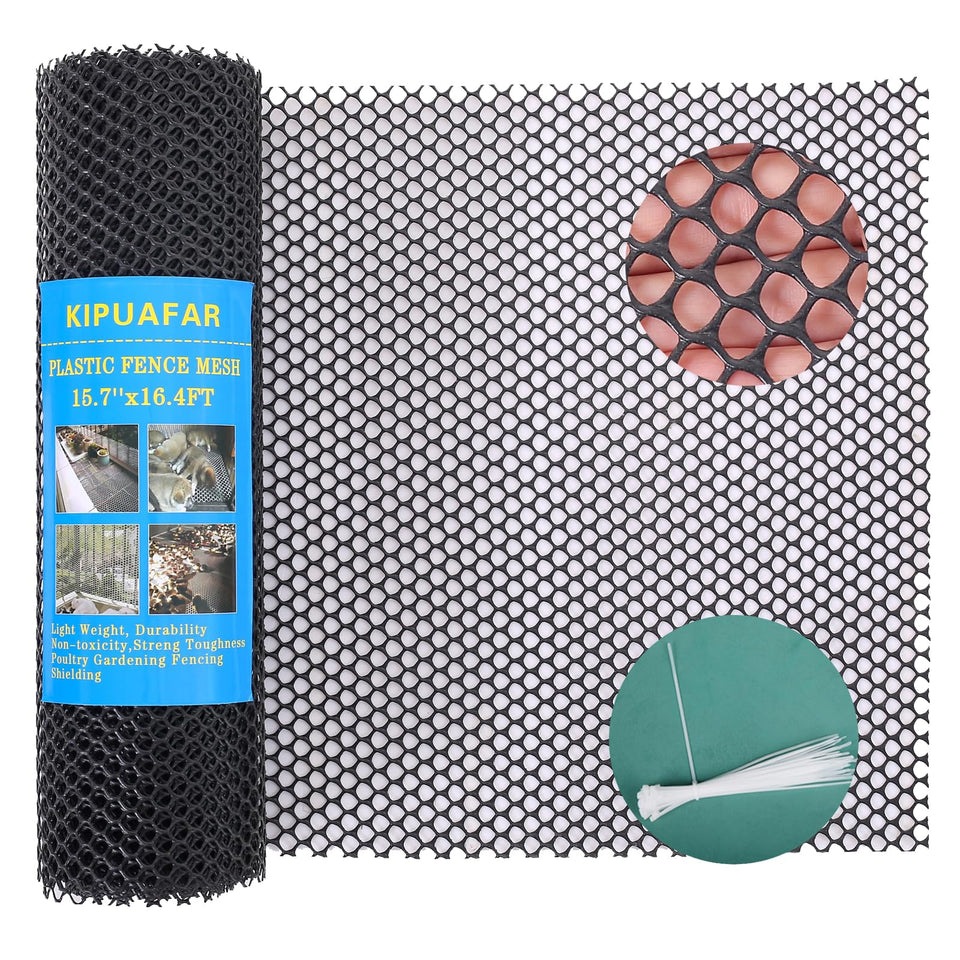 Kipuafar Pet Proof Barrier Net rolled view highlights durable ABS mesh for outdoor use.