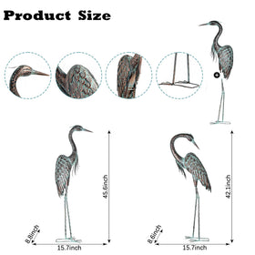 Kircust heron yard art large-size stand complements ponds and gardens.