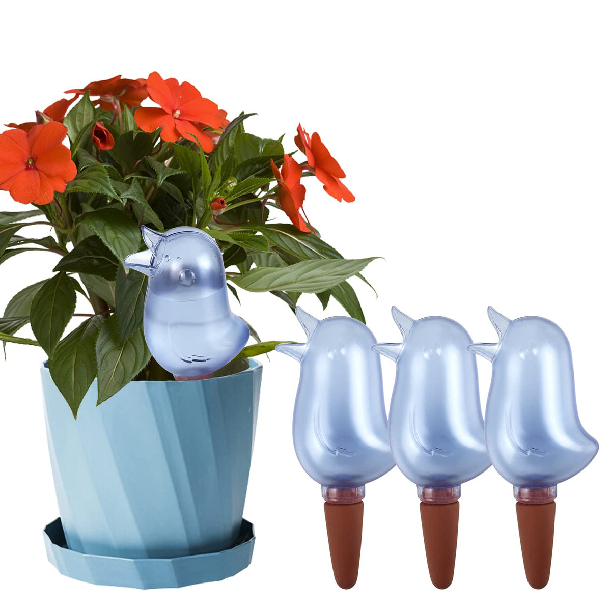 KIROYAL bird-shape self-watering spike blue keeps indoor plants hydrated with ease