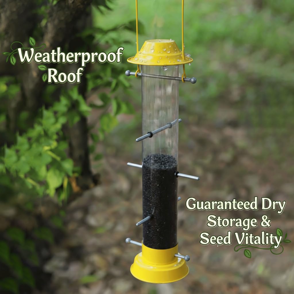 KiRuan Deco Finch Feeder with 10 metal perches for stability