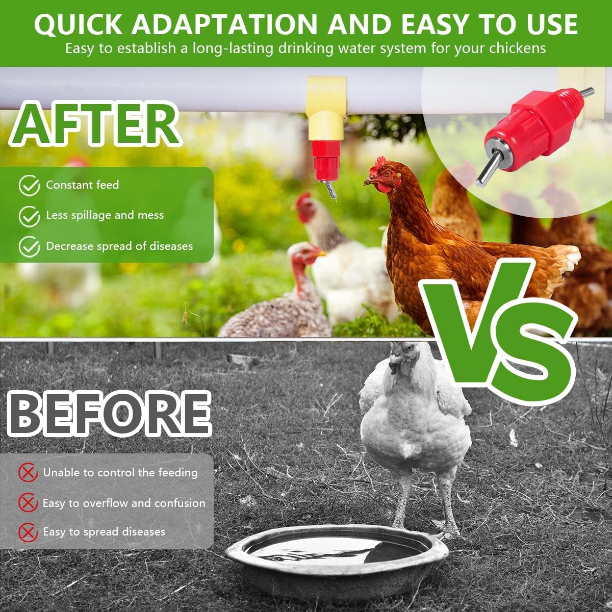 KISEER nipples used by broilers, layers, ducks for steady water
