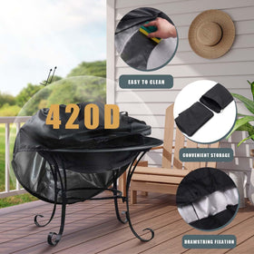 KISEER Fire Pit Cover black exterior complements outdoors while guarding the pit