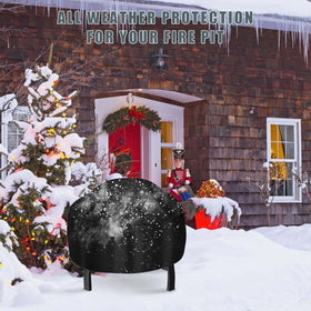 KISEER Fire Pit Cover durable polyester fabric with thick PVC coating for long life