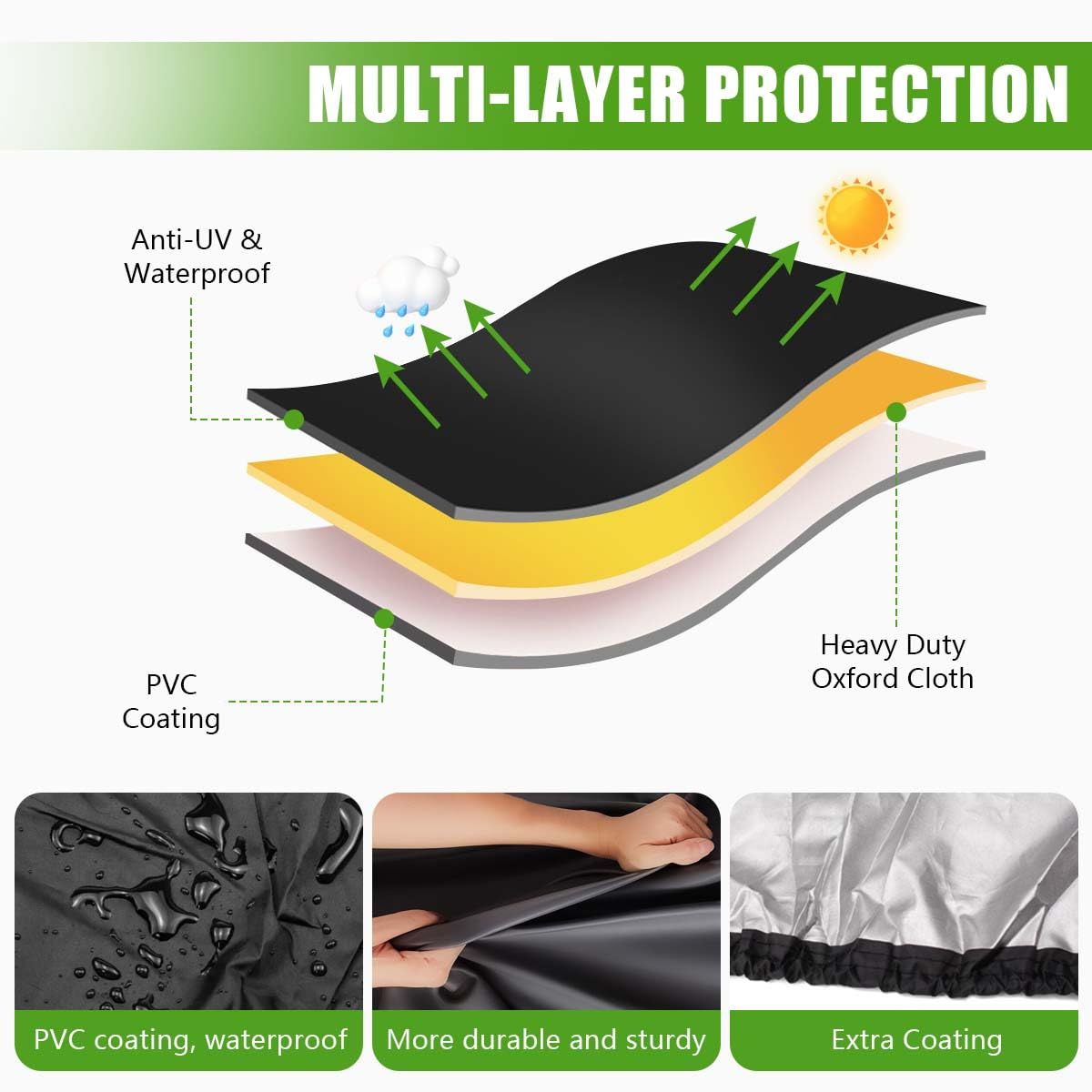 KISEER Outdoors waterproof cover protects the mower during rain.