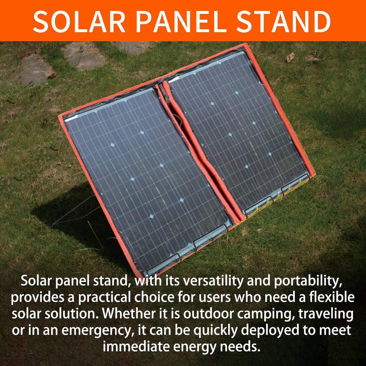 KishYa solar panel stand showing no fixed installation required.
