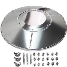 Kisworm 33-inch patio heater reflector shield with round dome directs heat outward.