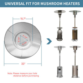 Kisworm mushroom-shaped reflector shields outdoor heaters for improved heat coverage.