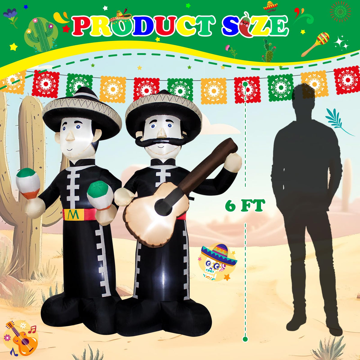 KITBONIS outdoor-indoor mariachi inflatable decor suits any party.