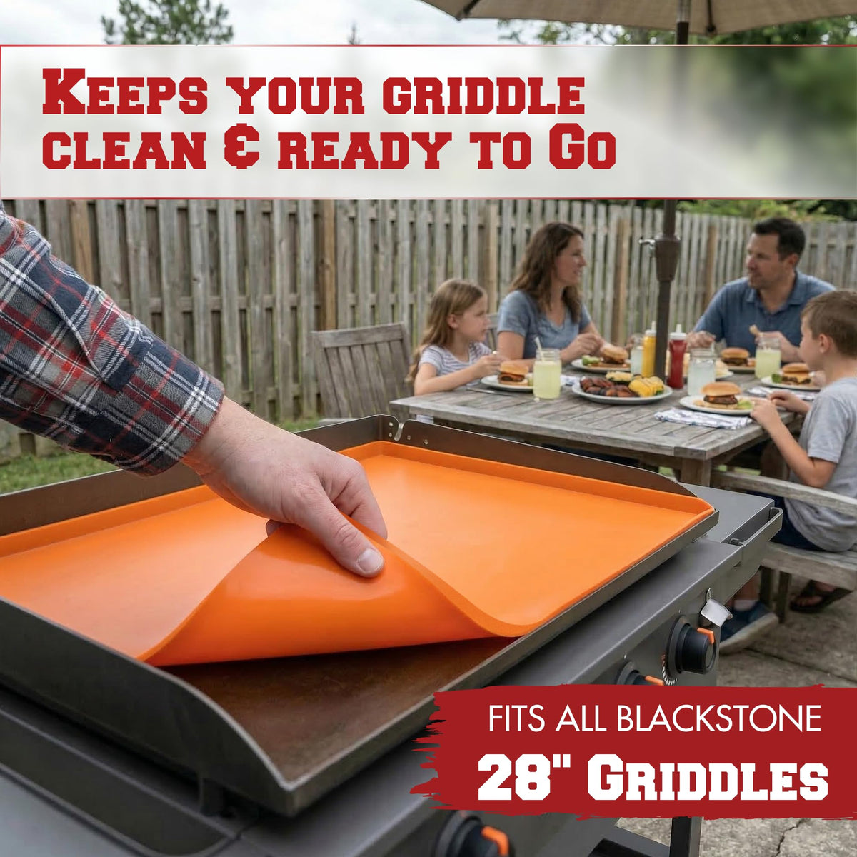 Kitchen Perfection Blackstone 28in cover seals hooded models and guards against rust.