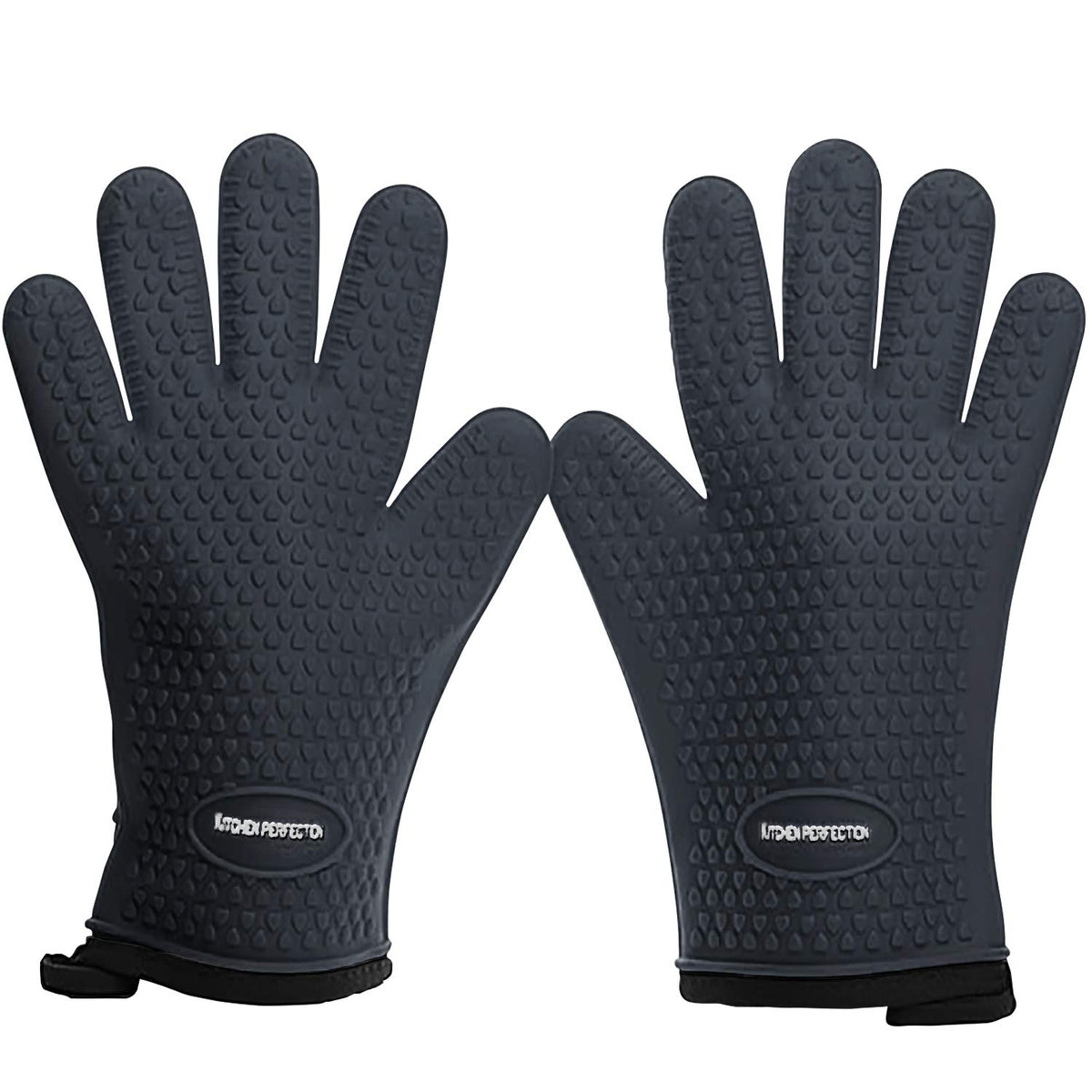 Kitchen Perfection silicone smoker gloves in action showing secure grip for grilling
