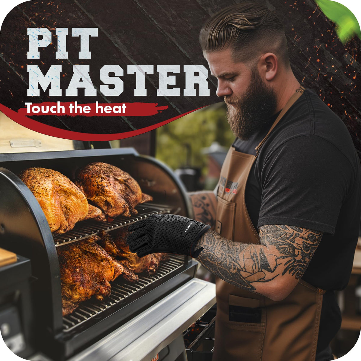Kitchen Perfection waterproof oven mitts keep hands dry when handling hot pans.