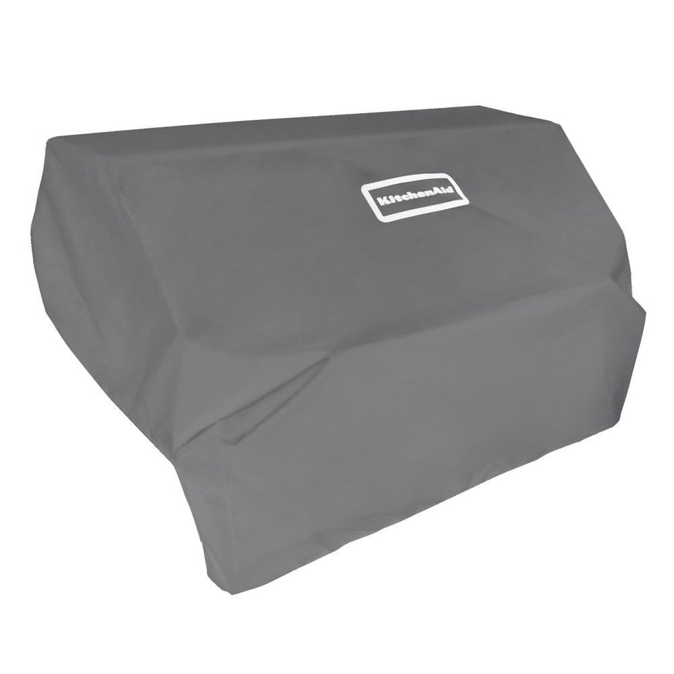KitchenAid built-in head grill cover gray front view protects island grill from moisture