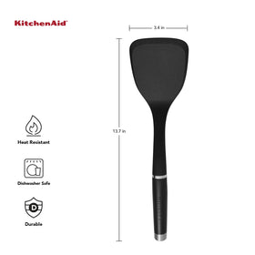 KitchenAid KO001OHOBA heat-resistant nylon turner withstands up to 450°F.