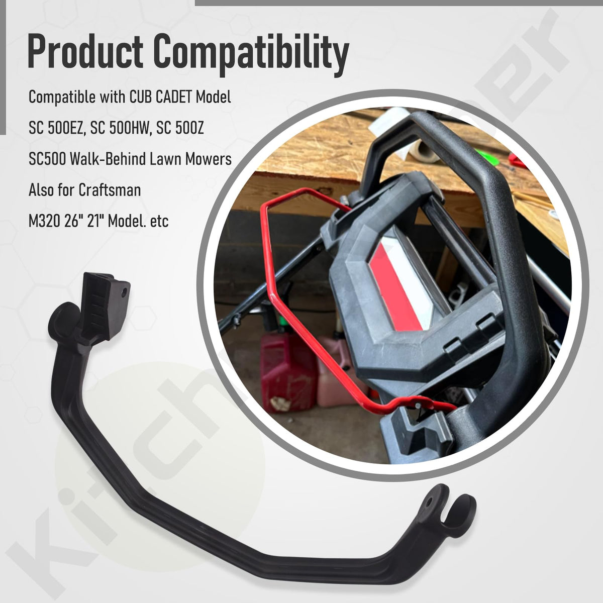 KitchenKipper drive handle for Troy-Bilt TB370 enables easier pulling.