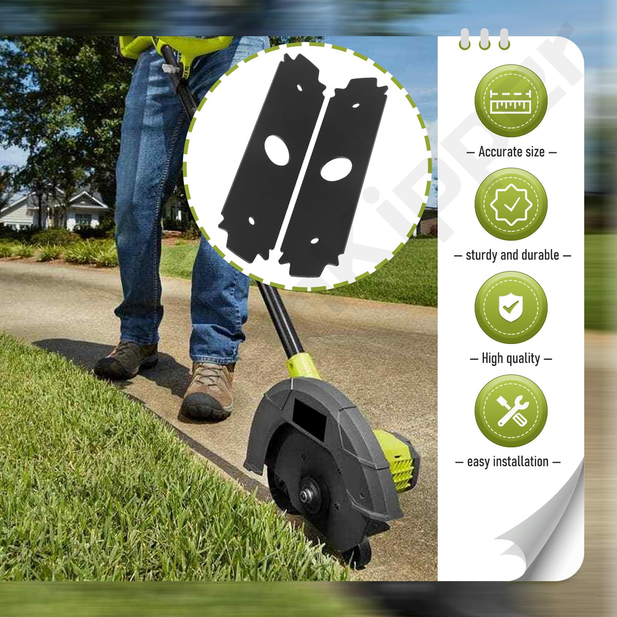 1 inch center hole on KitchenKipper edger blade for secure mounting