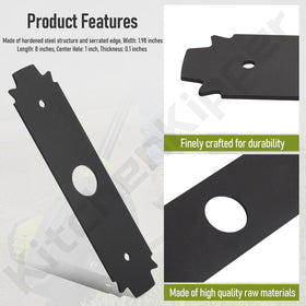 Heavy-duty hardened steel KitchenKipper edger blade with serrated edge for clean cuts