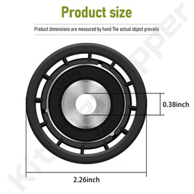 KitchenKipper idler pulley outer diameter detail showing robust construction for mower decks