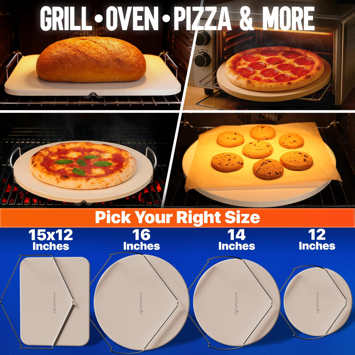 KitchenStar bbq-grill-ready stone for outdoor cooking