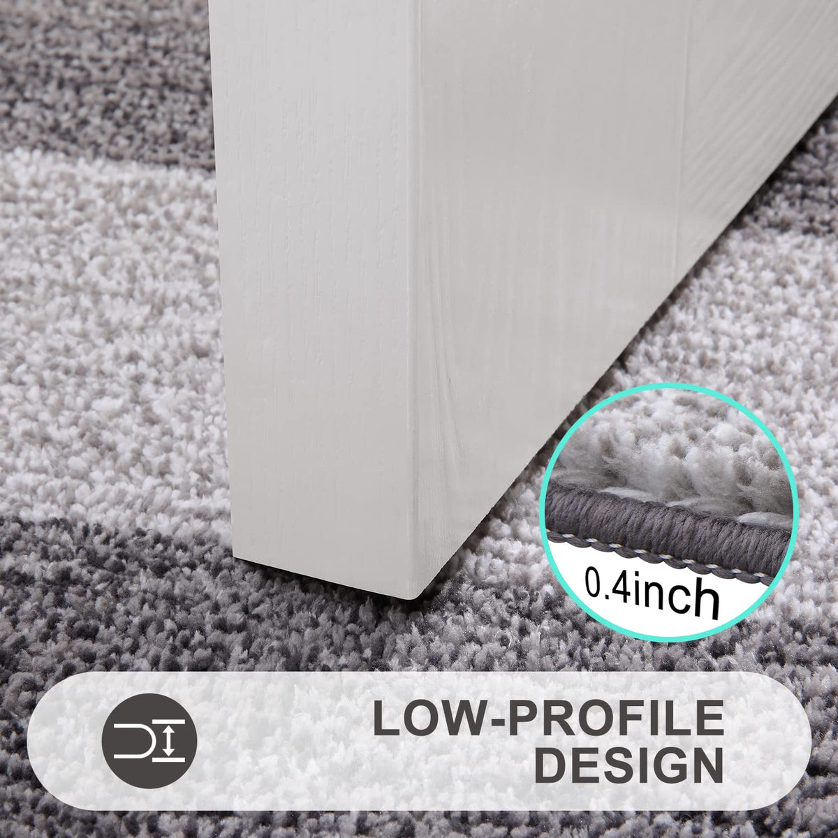 Kitinjoy low-profile 0.4 inch mat fits under doors smoothly.